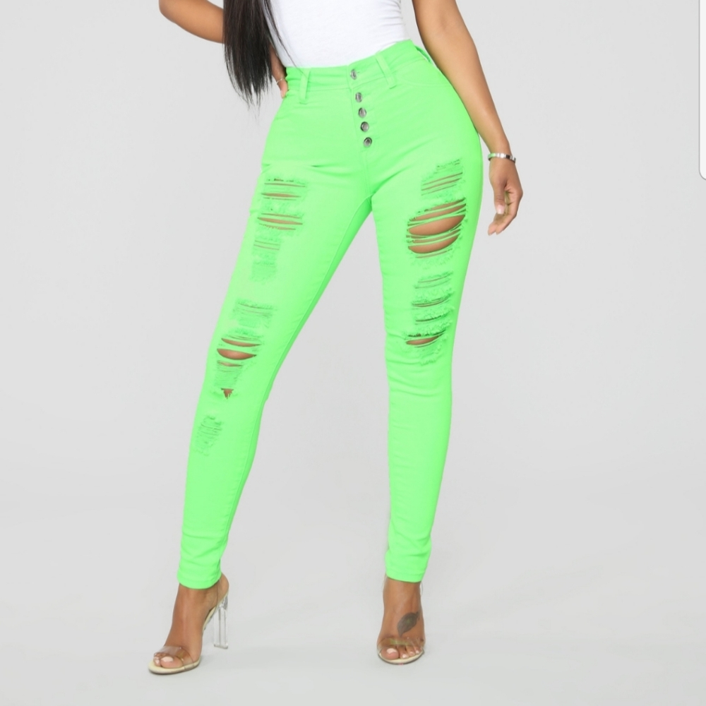 Don't Miss You Distressed Skinny Jeans (Neon Pink)